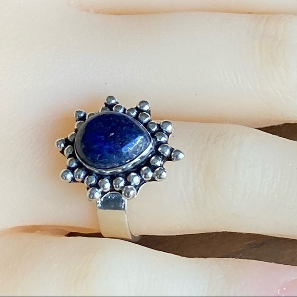 Lapis Lazuli Size 6.5 Handmade Silver Ring NEW Navy Blue Gemstone - Picture 6 of 13